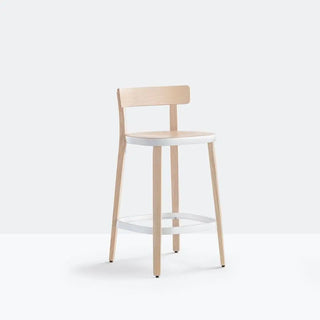 Pedrali Folk ash stool with seat h. 65 cm - 25.60 in.