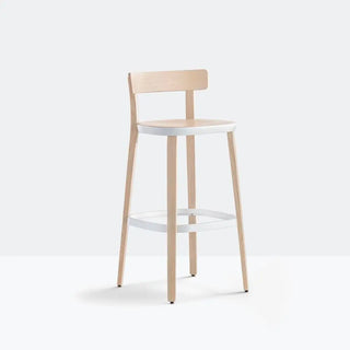Pedrali Folk ash stool with seat h. 75 cm - 29.53 in.