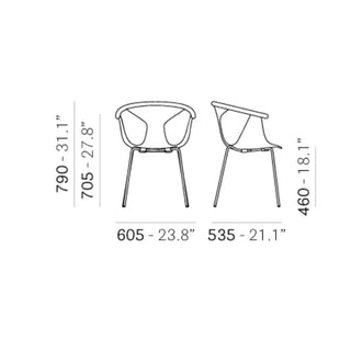 Pedrali Fox 3726 steel armchair with polypropylene shell and ash backrest - Buy now on ShopDecor - Discover the best products by PEDRALI design