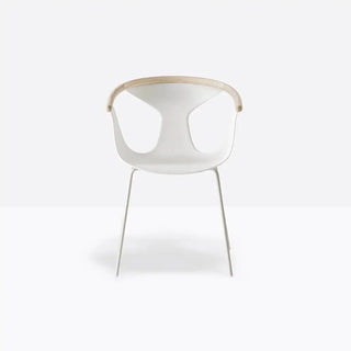 Pedrali Fox 3726 steel armchair with polypropylene shell and ash backrest Ash FR White BI - Buy now on ShopDecor - Discover the best products by PEDRALI design