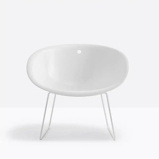 Pedrali Gliss 340 lounge armchair with technopolymer shell and steel sled frame