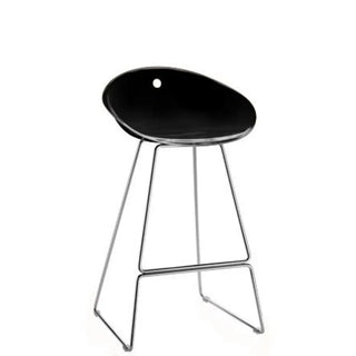 Pedrali Gliss steel stool with sled base and polycarbonate shell