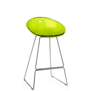 Pedrali Gliss steel stool with sled base and polycarbonate shell