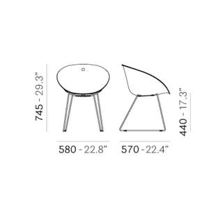 Pedrali Gliss armchair with steel sled base