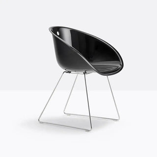 Pedrali Gliss armchair with steel sled base Chromed CR Black NE - Buy now on ShopDecor - Discover the best products by PEDRALI design