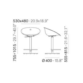 Pedrali Gliss 970 polycarbonate swivel stool with adjustable seat and steel frame