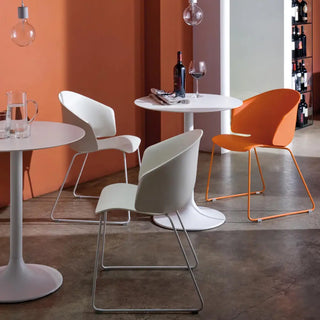 Pedrali Grace 411 armchair with polypropylene shell and steel sled frame