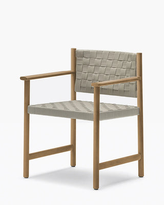 Pedrali Griante 3805 teak wood armchair with seat and backrest in polypropylene ribbon OUTDOOR