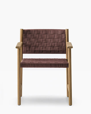 Pedrali Griante 3805 teak wood armchair with seat and backrest in polypropylene ribbon OUTDOOR
