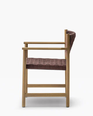 Pedrali Griante 3805 teak wood armchair with seat and backrest in polypropylene ribbon OUTDOOR