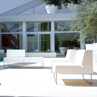 Pedrali Host Lounge 792 polyethylene lounge pouf with stainless steel sled frame