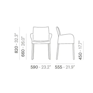 Pedrali Ice 850 armchair with polypropylene shell and anodized aluminium frame