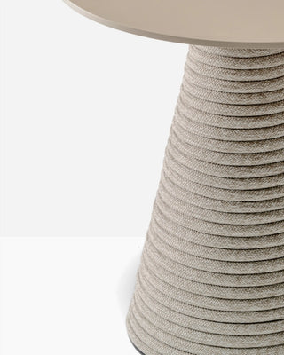 Pedrali Ikon Twist 875 table with base covered in polypropylene rope and steel tabletop