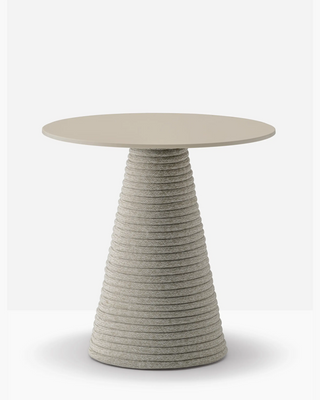 Pedrali Ikon Twist 875 table with base covered in polypropylene rope and steel tabletop