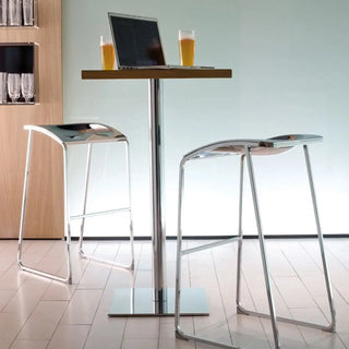 Pedrali Inox 4424 H1080 REG high table base with square base 40x40 cm. - 15.75x15.75 in.