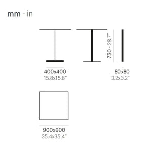 Pedrali Inox 4441 REG table base with square base 40x40 cm. - 15.75x15.75 in.