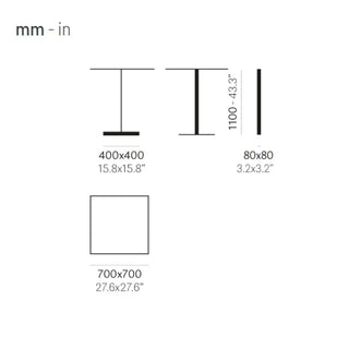 Pedrali Inox 4444 H1080 REG high table base with square base 40x40 cm. - 15.75x15.75 in.