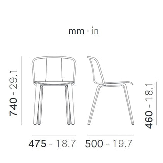 Pedrali Jamaica 2910 ash chair with steel backrest