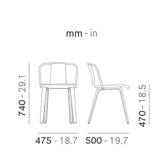 Pedrali Jamaica 2911 upholstered chair with ash legs and steel backrest