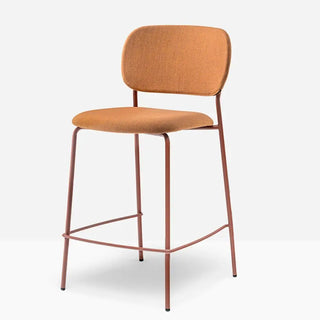 Pedrali Jazz upholstered stool with steel frame Terracotta TE200 Fabric H124 63.5 cm - Buy now on ShopDecor - Discover the best products by PEDRALI design