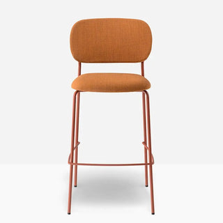 Pedrali Jazz upholstered stool with steel frame Terracotta TE200 Fabric H124 73.5 cm - Buy now on ShopDecor - Discover the best products by PEDRALI design