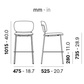 Pedrali Jazz upholstered stool with steel frame - Buy now on ShopDecor - Discover the best products by PEDRALI design