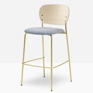 Pedrali Jazz upholstered stool with ash backrest and steel frame - Buy now on ShopDecor - Discover the best products by PEDRALI design