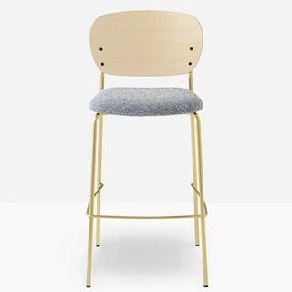 Pedrali Jazz upholstered stool with ash backrest and steel frame Ash FR Fabric G221 73.5 cm - Buy now on ShopDecor - Discover the best products by PEDRALI design