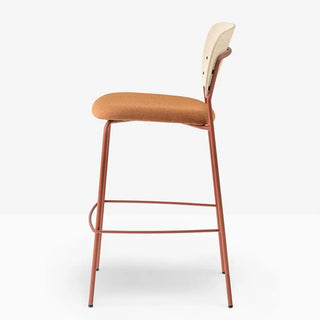 Pedrali Jazz upholstered stool with ash backrest and steel frame - Buy now on ShopDecor - Discover the best products by PEDRALI design