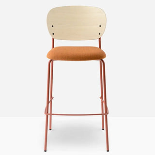 Pedrali Jazz upholstered stool with ash backrest and steel frame Ash FR Fabric H124 73.5 cm - Buy now on ShopDecor - Discover the best products by PEDRALI design