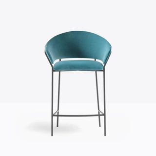 Pedrali Jazz upholstered lounge stool with steel frame Titanium steel TN Velvet G184 66 cm - Buy now on ShopDecor - Discover the best products by PEDRALI design