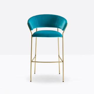Pedrali Jazz upholstered lounge stool with steel frame Antique brass OA Velvet G184 76 cm - Buy now on ShopDecor - Discover the best products by PEDRALI design