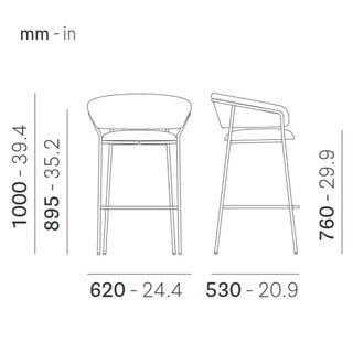 Pedrali Jazz upholstered lounge stool with steel frame - Buy now on ShopDecor - Discover the best products by PEDRALI design