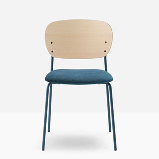 Pedrali Jazz 3720 padded chair with ash backrest Blue - Buy now on ShopDecor - Discover the best products by PEDRALI design