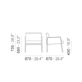 Pedrali Jil 521 upholstered lounge chair with oak wood frame