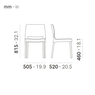 Pedrali Joi 870 chair with polypropylene shell and anodized aluminium frame