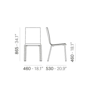 Pedrali Kuadra 1101 chair with technopolymer shell and square steel frame
