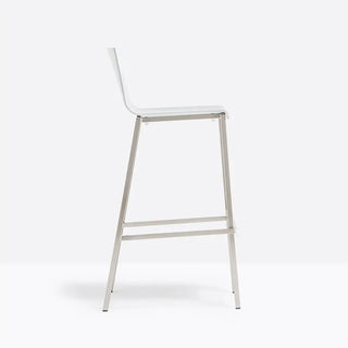 Pedrali Kuadra stool with technopolymer shell and square steel frame