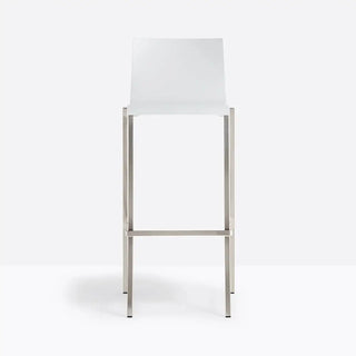 Pedrali Kuadra stool with technopolymer shell and square steel frame