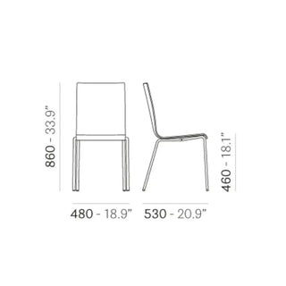 Pedrali Kuadra 1151 chair with technopolymer shell and square steel frame