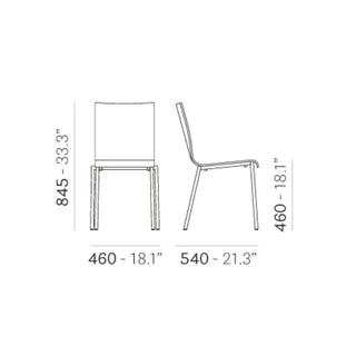 Pedrali Kuadra 1321 chair with oak shell and square steel frame