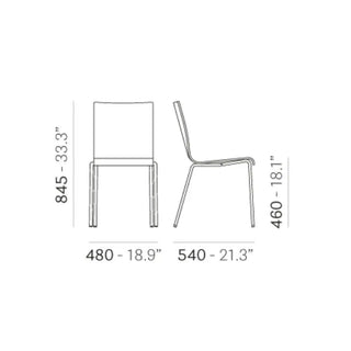 Pedrali Kuadra 1331 chair with oak shell and round steel frame