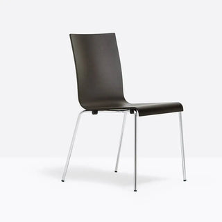 Pedrali Kuadra 1331 chair with oak shell and round steel frame