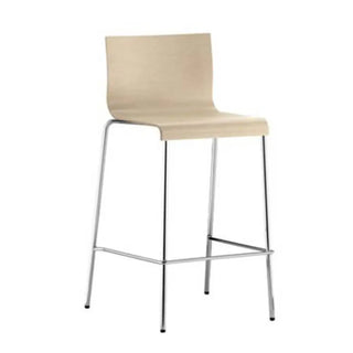 Pedrali Kuadra stool with oak shell and round steel frame