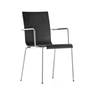 Pedrali Kuadra 1335 armchair with oak shell and round steel frame