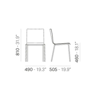 Pedrali Kuadra XL 2401 chair with technopolymer shell and square steel frame