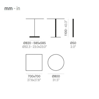 Pedrali Laja 5434 high table base with round base Ø 82 cm. - 32.28 in. OUTDOOR - Buy now on ShopDecor - Discover the best products by PEDRALI design