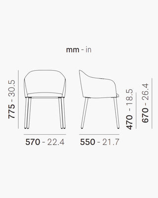 Pedrali Laja Wood 884/2 armchair with upholstered shell and ash legs