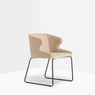 Pedrali Leila 682 upholstered armchair with steel sled base