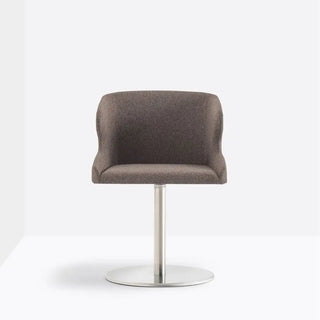Pedrali Leila 683 swivel upholstered chair with round steel base Brushed stainless steel AC Fabric G251 - Buy now on ShopDecor - Discover the best products by PEDRALI design